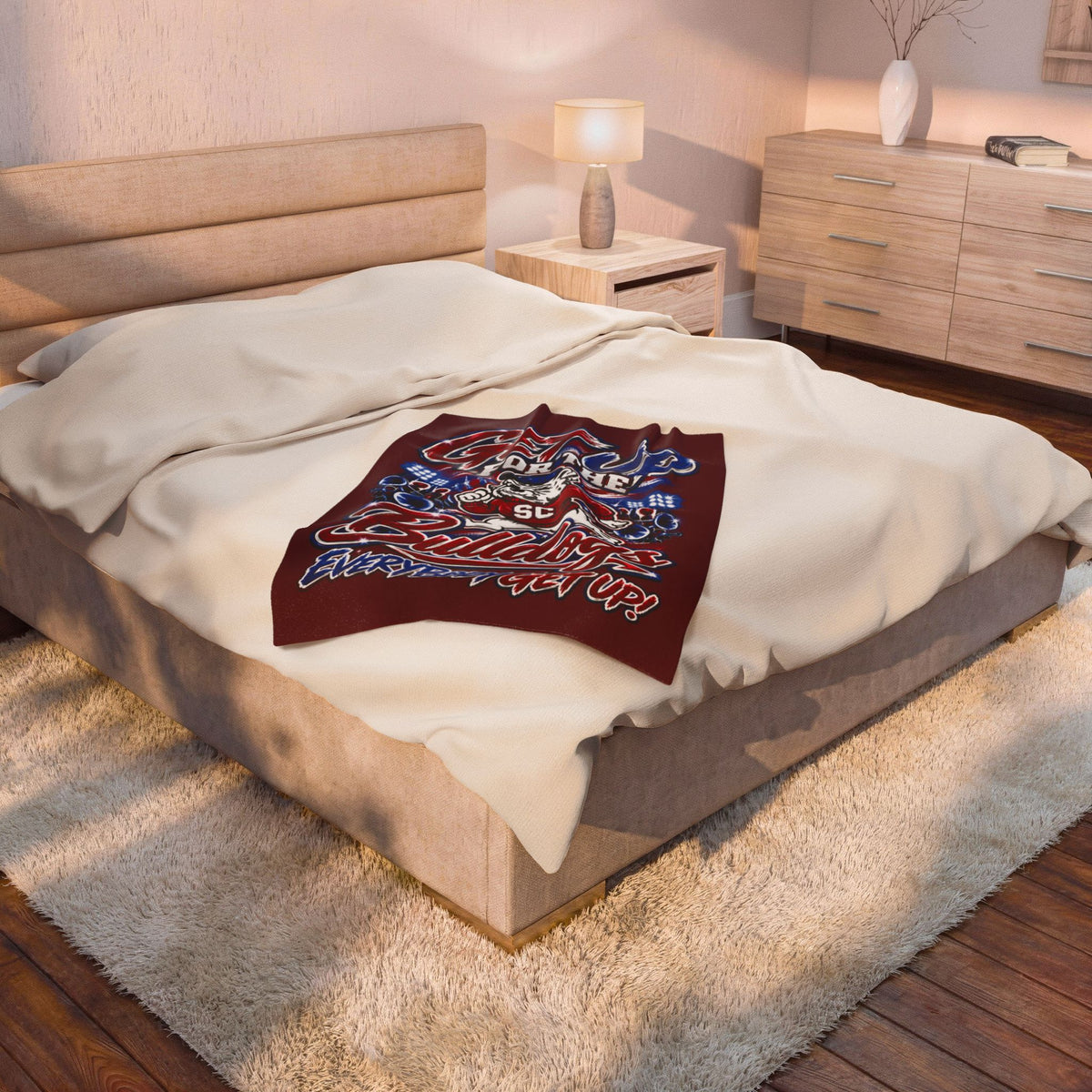 Get Up for the Bulldogs Velveteen Plush Blanket — Everybody Get Up! Team Throw