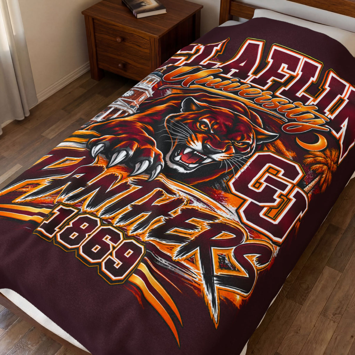Claflin University Panthers Velveteen Plush Blanket