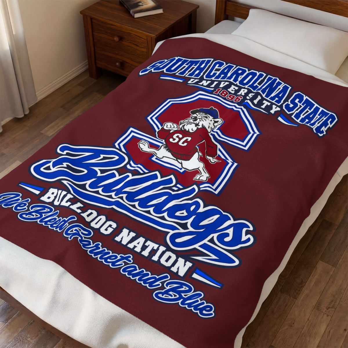 South Carolina State Bulldogs Velveteen Plush Blanket