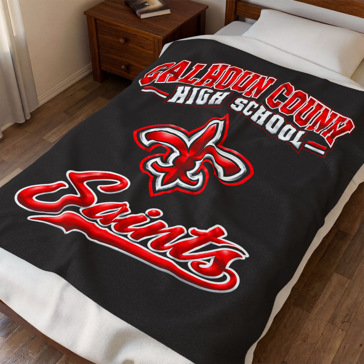 CCHS Calhoun County High School Saints Velveteen Plush Blanket