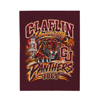 Claflin University Panthers Velveteen Plush Blanket