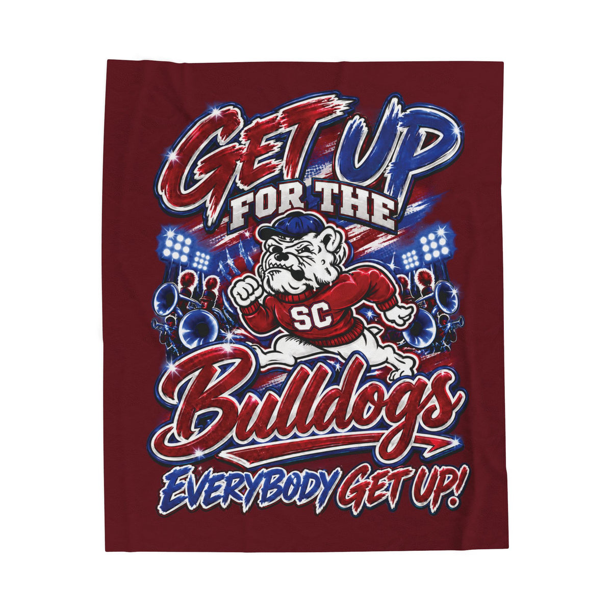 Get Up for the Bulldogs Velveteen Plush Blanket — Everybody Get Up! Team Throw