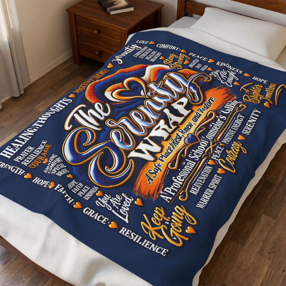 The Serenity Wrap Plush Blanket — Inspirational Comfort Throw with Heart & Healing Words
