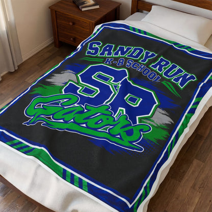 School Spirit Plush Blanket — "Sandy Run K-8 School SP Gators" Velveteen Throw