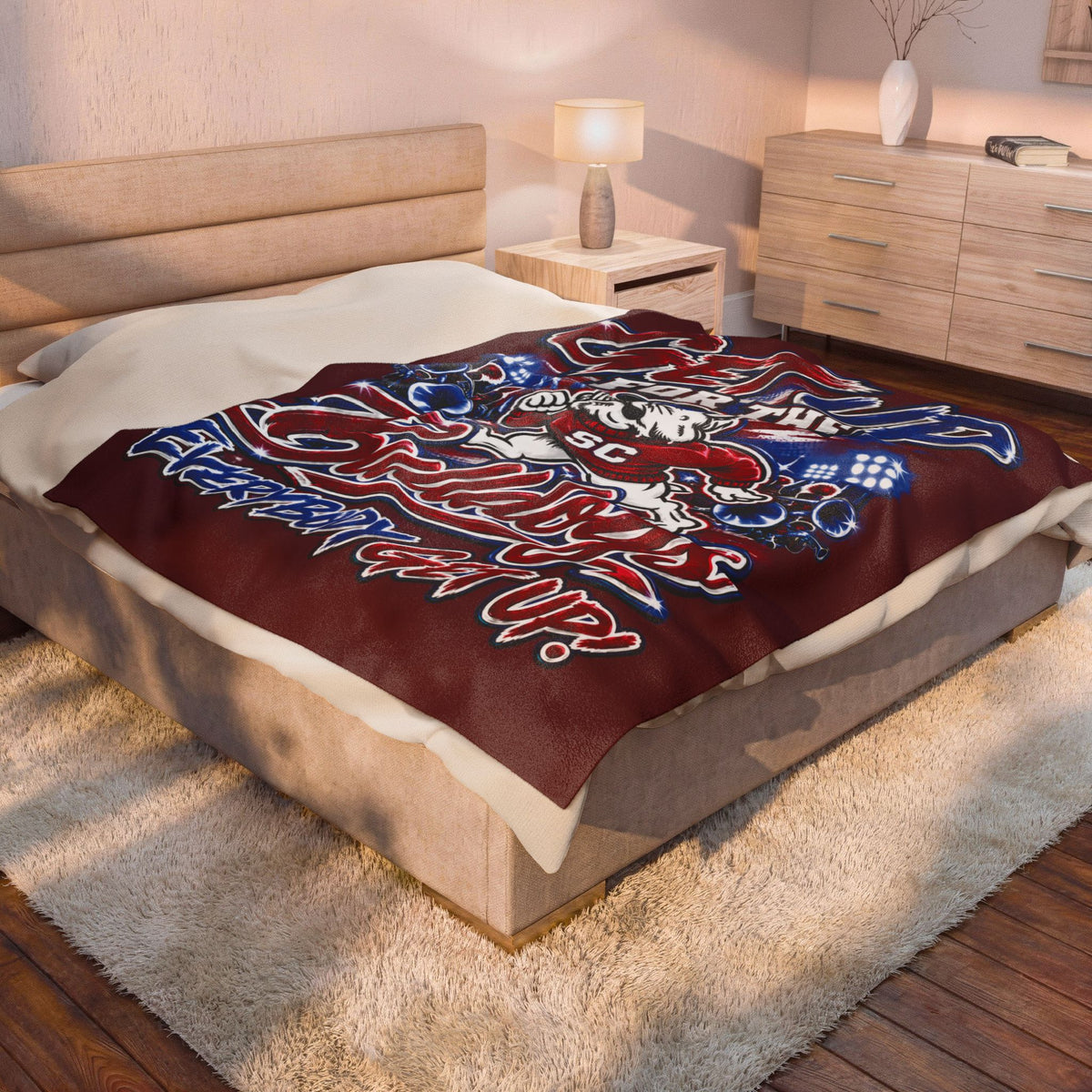 Get Up for the Bulldogs Velveteen Plush Blanket — Everybody Get Up! Team Throw