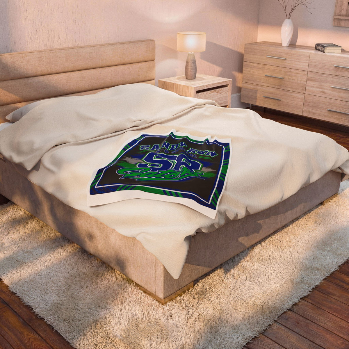 School Spirit Plush Blanket — "Sandy Run K-8 School SP Gators" Velveteen Throw
