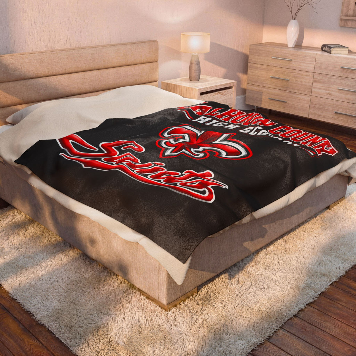CCHS Calhoun County High School Saints Velveteen Plush Blanket