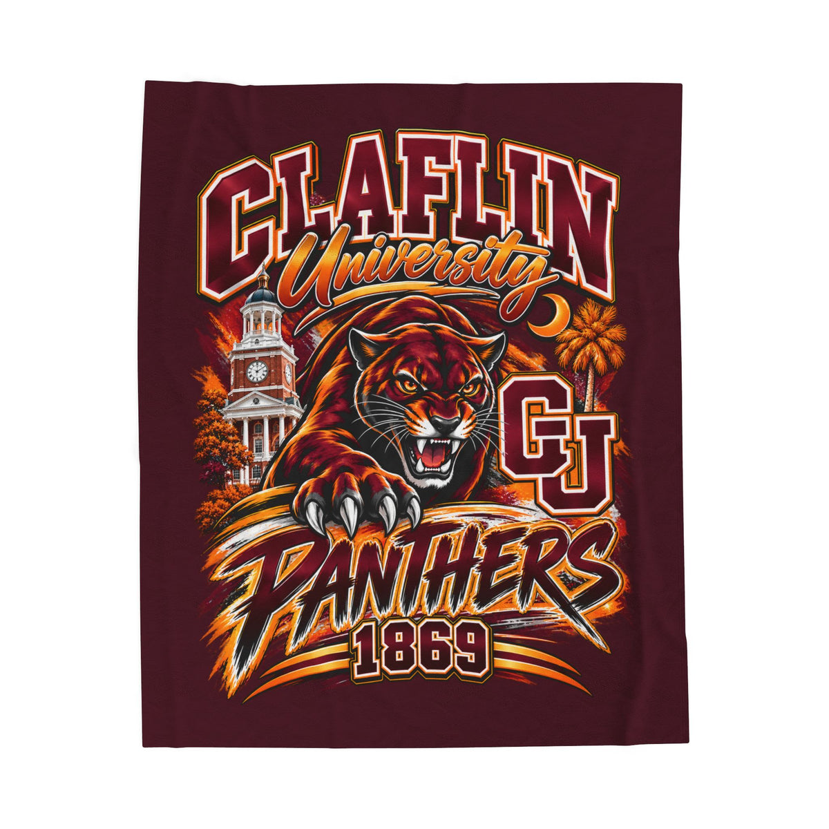 Claflin University Panthers Velveteen Plush Blanket
