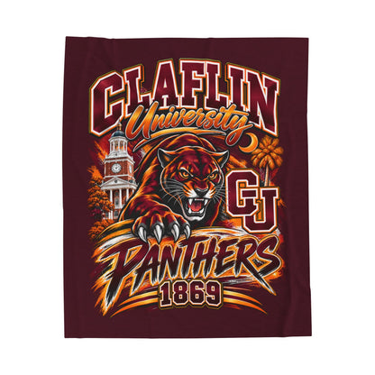 Claflin University Panthers Velveteen Plush Blanket