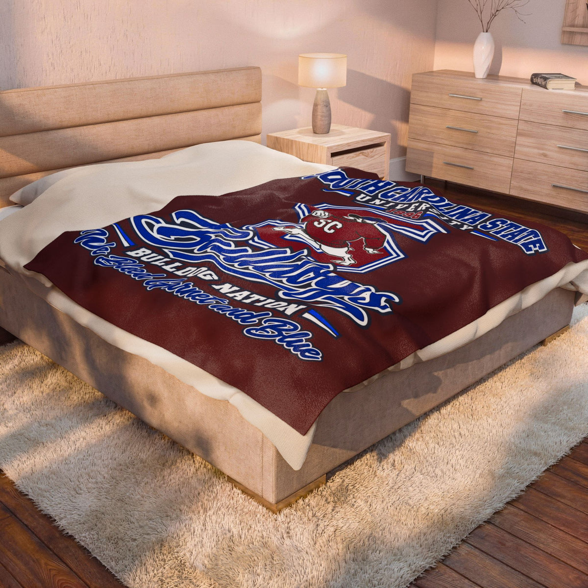 South Carolina State Bulldogs Velveteen Plush Blanket