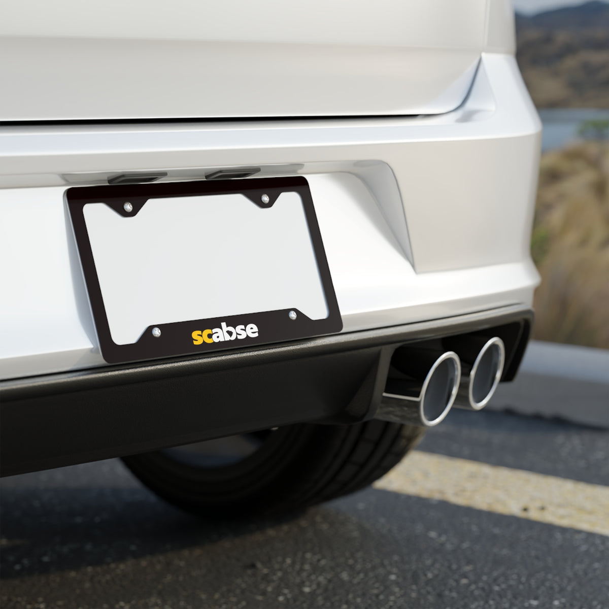 Metal License Plate Frame — Scabse Brushed Stainless Steel Car Tag Holder