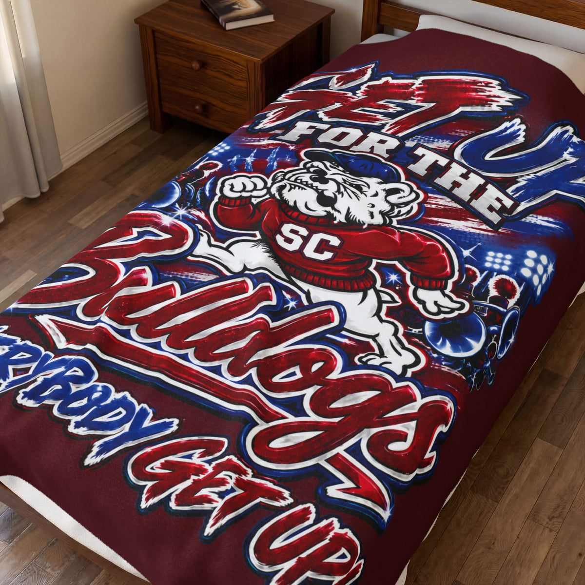 Get Up for the Bulldogs Velveteen Plush Blanket — Everybody Get Up! Team Throw