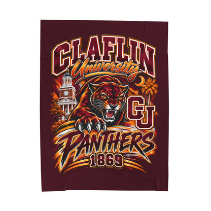 Claflin University Panthers Velveteen Plush Blanket