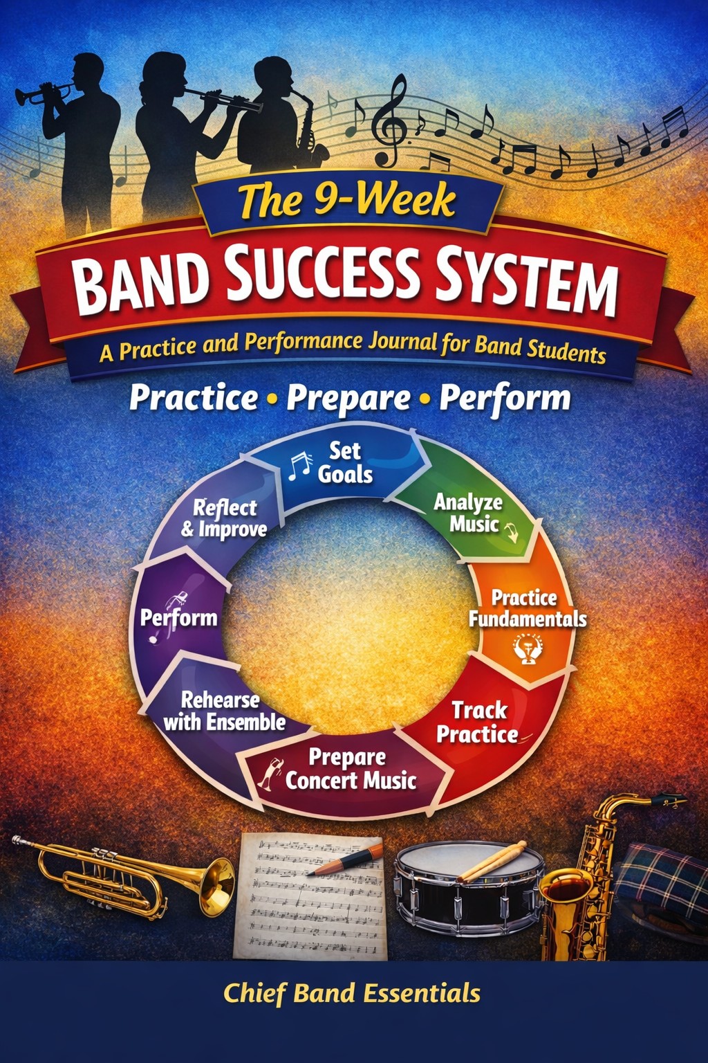 9 Week Band Success Journal - Music Educator Planner & Goal Tracker