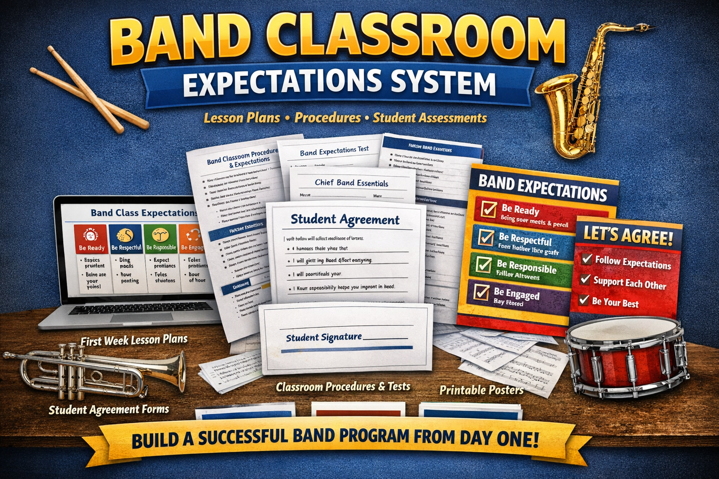 CBE Band Classroom Expectations System | First Week Lesson Plans, Procedures, Posters & Student Accountability Toolkit