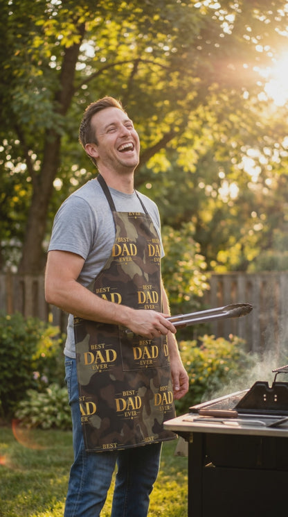 Best Dad Ever Hat & Apron Gift Set – Camo & Gold Grill Master Bundle